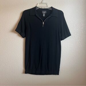 H&M Quarter Zip Sweater Polo Shirt Muscle Fit Black Men's Small